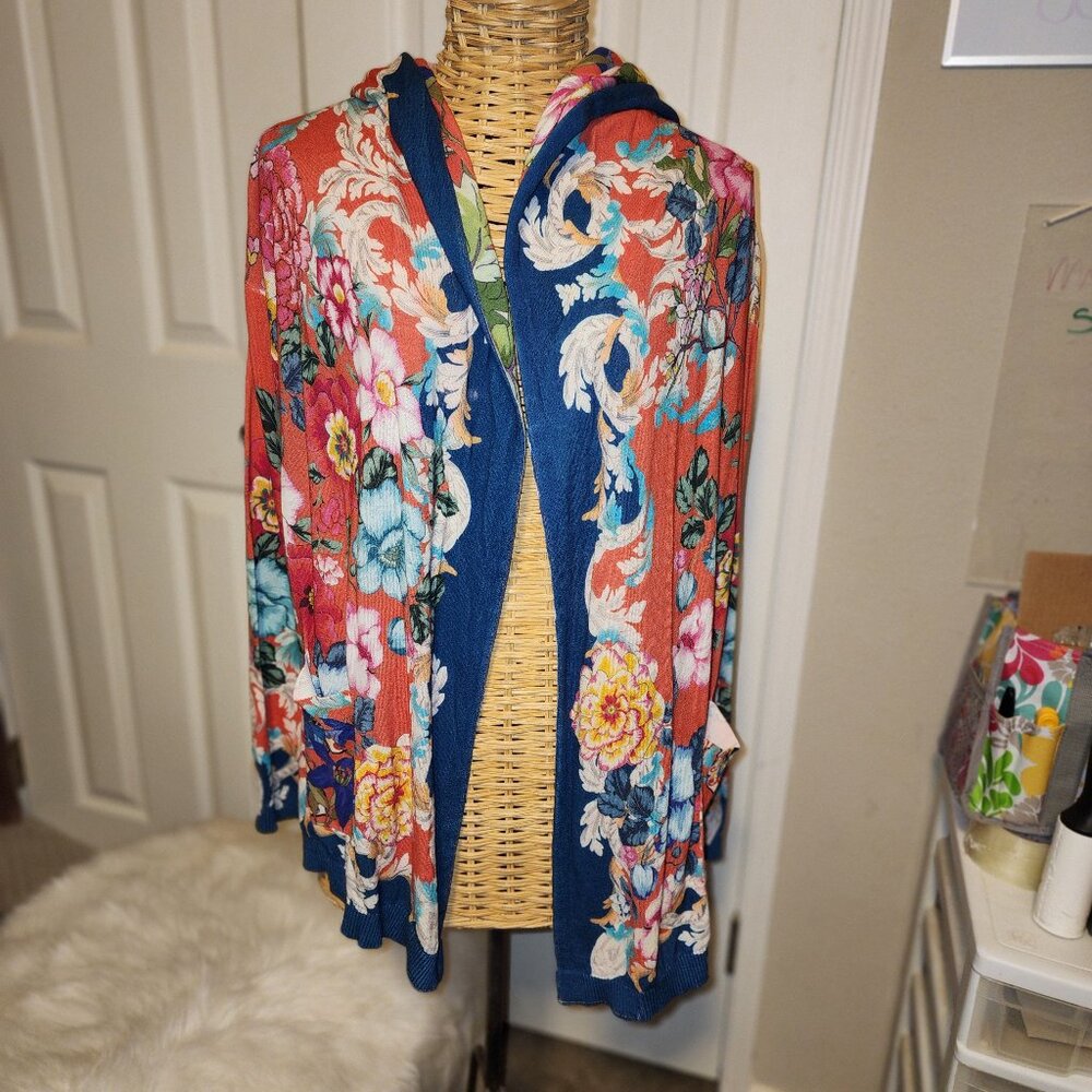 Johnny Was hooded open front  Cardigan